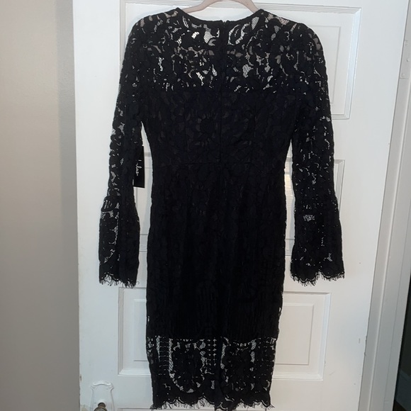 NWT Lulus Black Lace Long Sleeve Midi Dress - Picture 7 of 8